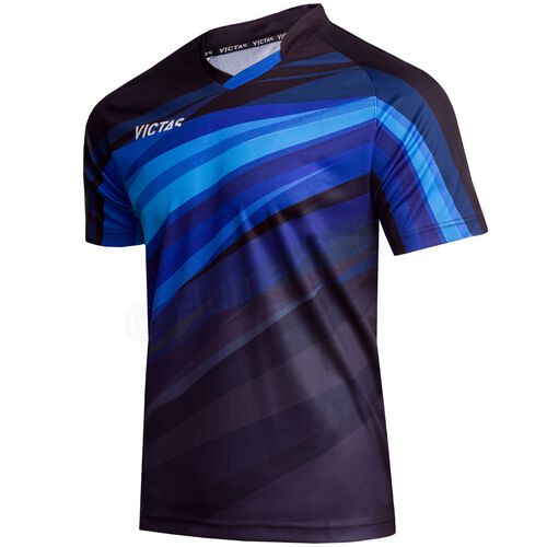 V-Shirt 222, svart / blå